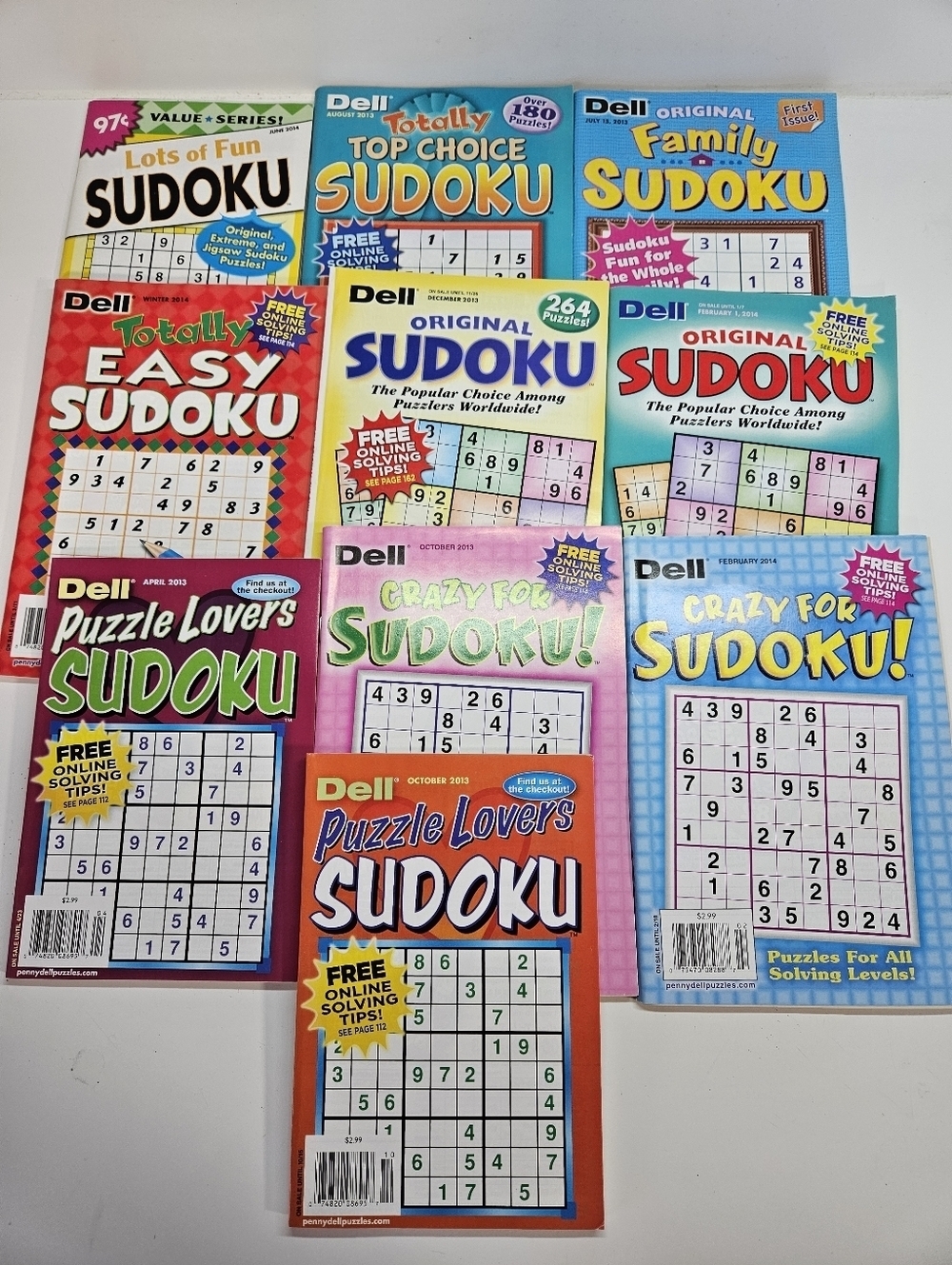 NEW Lot of 10 Penny Press Dell Sudoku Puzzle Books Puzzle Lovers Original Crazy